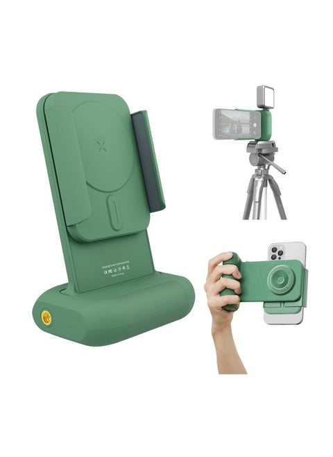 New mobile phone camera aid Bluetooth remote control comfortable camera handle rotatable bracket (green)