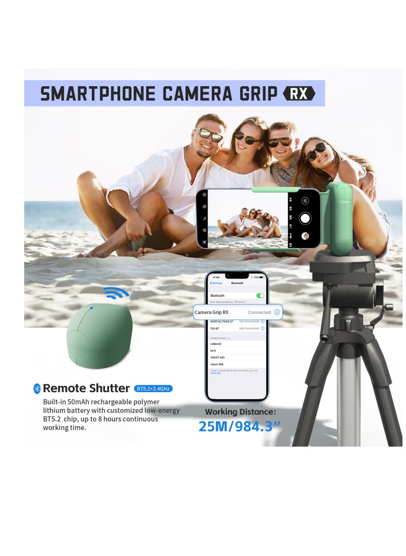 General New mobile phone camera aid Bluetooth remote control comfortable camera handle rotatable bracket (green)  - Image 2
