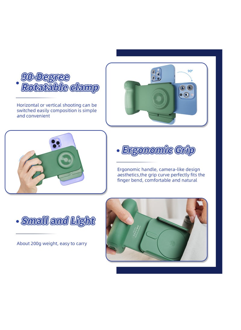 General New mobile phone camera aid Bluetooth remote control comfortable camera handle rotatable bracket (green)  - Image 3