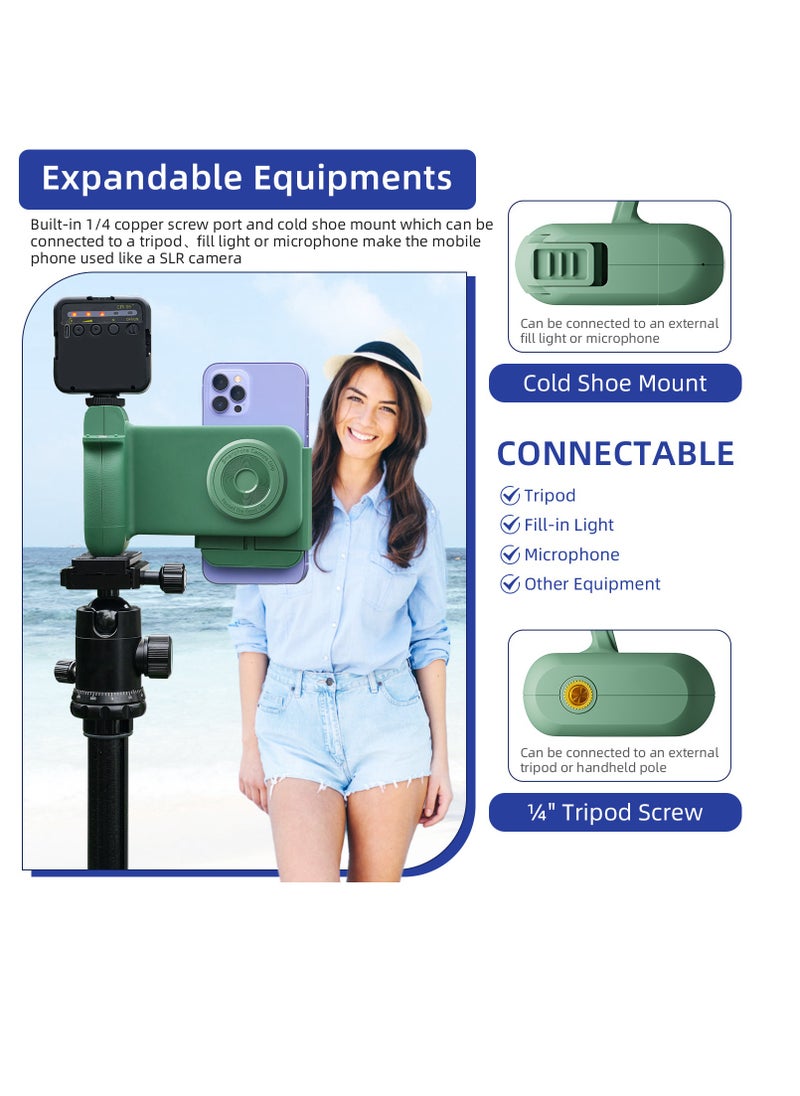General New mobile phone camera aid Bluetooth remote control comfortable camera handle rotatable bracket (green)  - Image 4