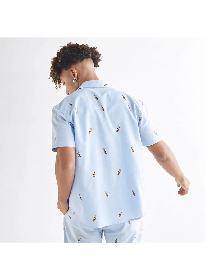 Splash FAV All-Over Bird Detail Shirt with Short Sleeves