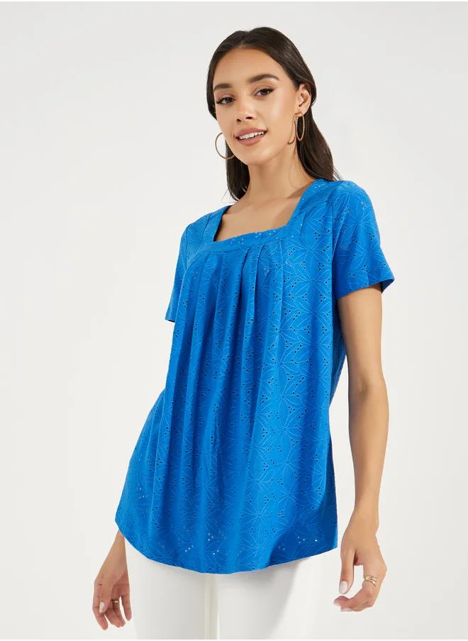 ستايلي Square Neck Schiffli Textured Top by Styli