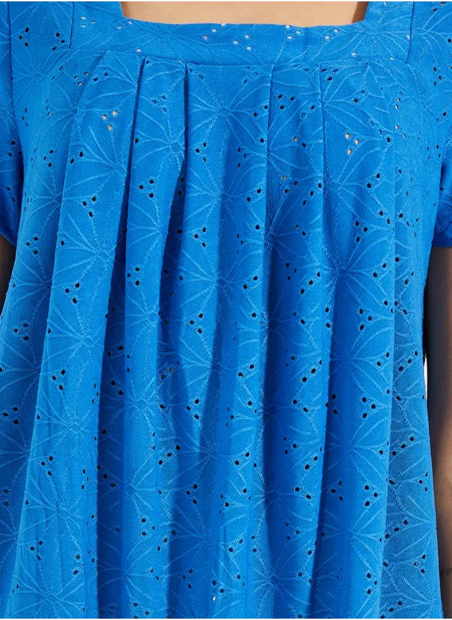 ستايلي Square Neck Schiffli Textured Top by Styli