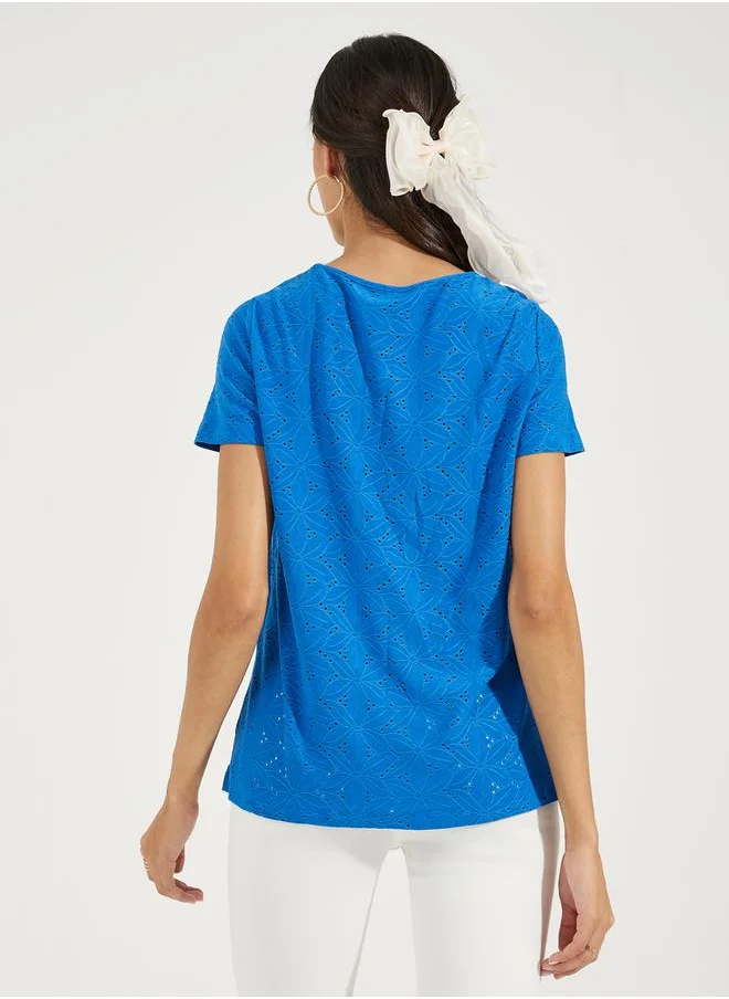 ستايلي Square Neck Schiffli Textured Top by Styli