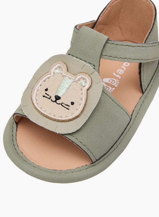 Barefeet Bear Applique Booties with Hook and Loop Closure  - Image 4