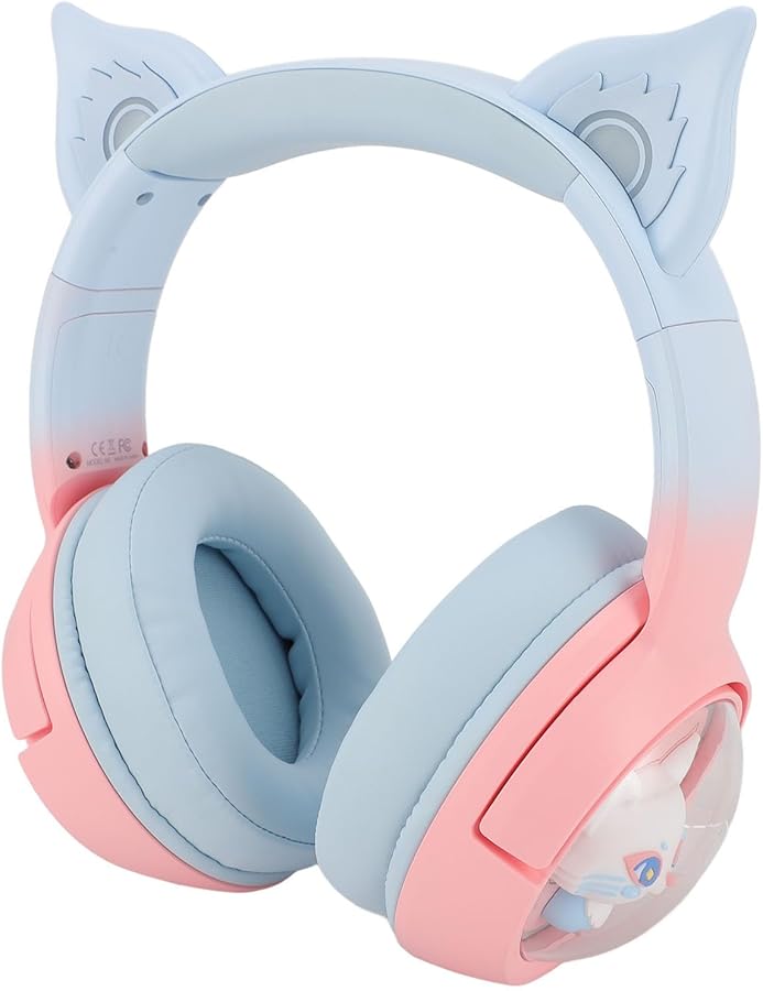 Colorful Glowing Ears Gaming Headphone Retractable Headband 10 Hours Playback USB Type C - Image 1