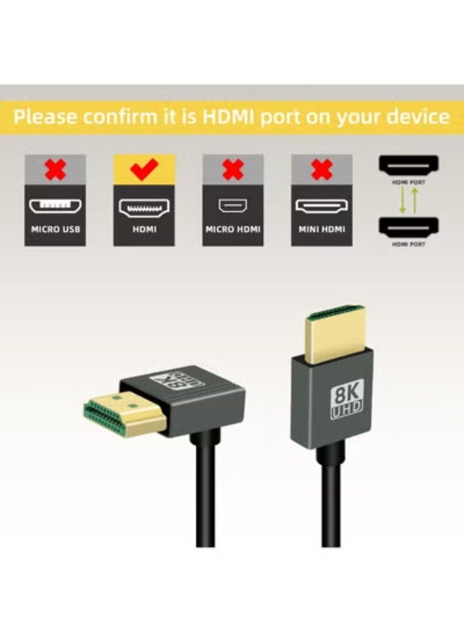 90 Degree 8K Short HDMI Coiled Cable,Down Angle 48Gbps High Speed Male to Male HDMI 2.1 Support HDR,8K@60Hz,4K@120Hz,Compatible with Camcorders,Monitors - Image 4