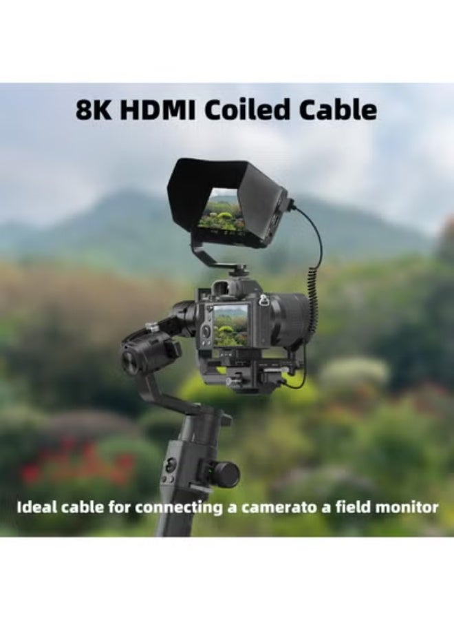 90 Degree 8K Short HDMI Coiled Cable,Down Angle 48Gbps High Speed Male to Male HDMI 2.1 Support HDR,8K@60Hz,4K@120Hz,Compatible with Camcorders,Monitors - Image 2