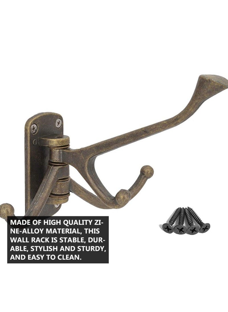 Y&D SYOSI Swivel Coat Hook, Vintage Metal Decorative Wall Mounted Organizer Hook with 3 Rotating Swing Arms for Towel, Robe, Coat, Hat, Scarf (Bronze)  - Image 4