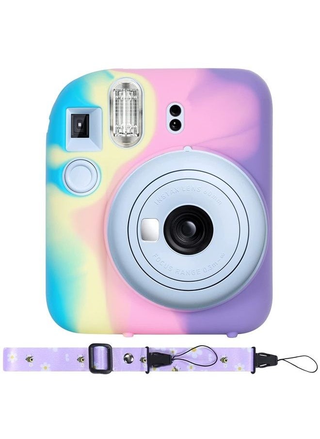 Aenllosi Silicon Protective Cover Suitable for Fujifilm Instax Mini 12 Camera with Shoulder Strap(Colorful,Case Only)  - Image 1