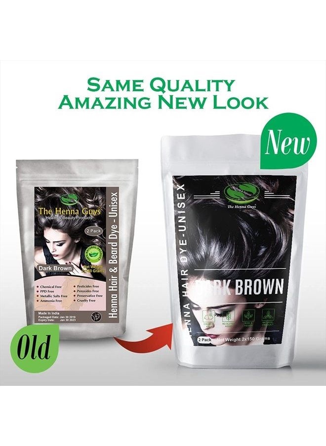 The Henna Guys Henna Hair & Beard Dye - 100% Natural & Chemical Free - The Henna Guys (2 Pack, Dark Brown)  - Image 2