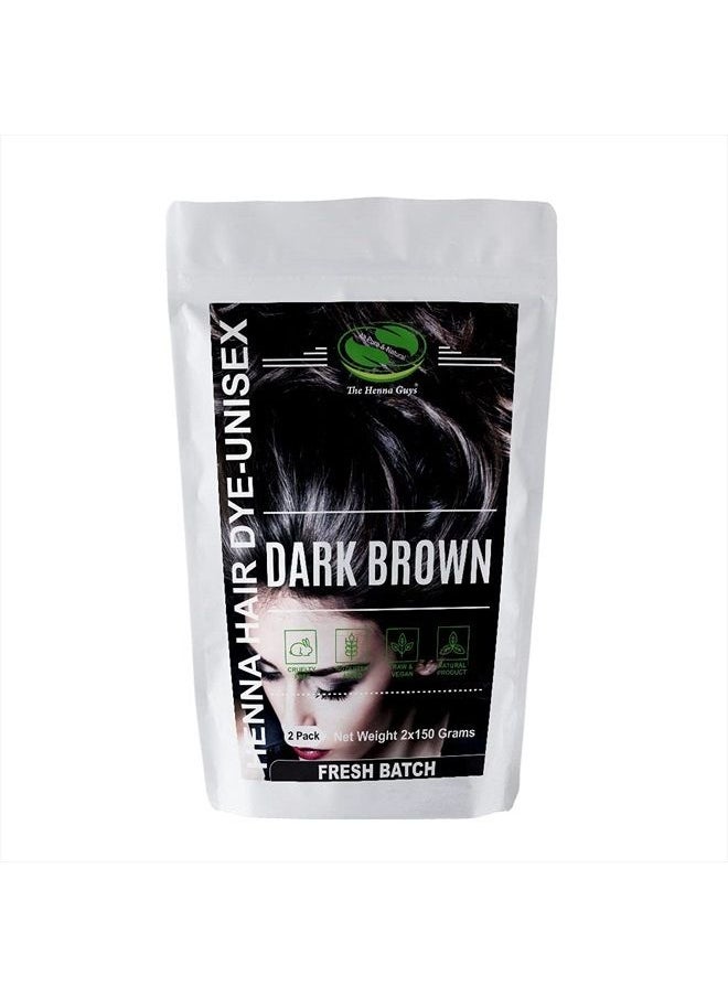 The Henna Guys Henna Hair & Beard Dye - 100% Natural & Chemical Free - The Henna Guys (2 Pack, Dark Brown)  - Image 1