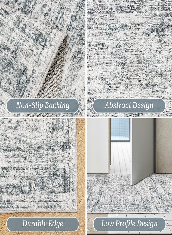 Restydon Long Bathroom Rugs Runner - Washable Rug for Hallway 2x10, Ultra-Thin Soft Kitchen Carpet Runner, Anti Slip Backing Runner Rugs for Entrance, Bedroom, Living Room(2'x10', Grey/Ivory) - Image 3