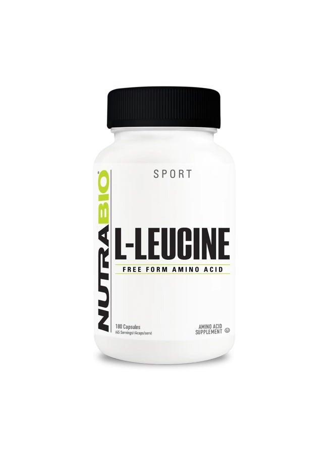 NutraBio 100% Pure L-Leucine - Muscle Recovery and Support - Naturally Fermented Free Form Amino Acid - Vegan, Non-GMO, Gluten Free - 400mg, 180 Capsules - Image 1