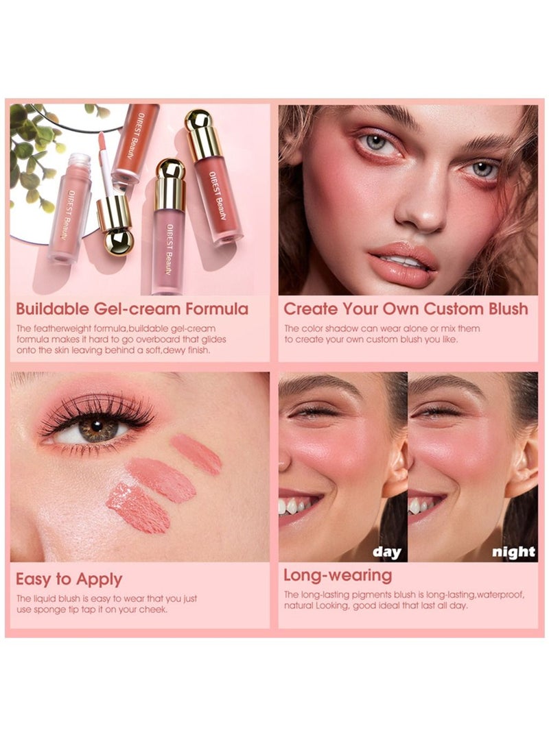 QiBest بلوش سائل كريمي بالورد للخدود عصا كريمية ناعمة بلوش سائل متعدد الشفافية فرشاة كبيرة سائلة لتلوين البشرة عصا للوجه والعينين والشفتين تدوم طويلاً وتبدو طبيعية تمتزج بشكل مثالي مع البشرة #04 - Image 4