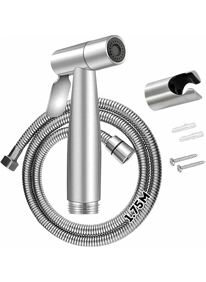 S-TOP Handheld Bidet Sprayer for Toilet - Bidet Sprayer Shataf Set Attachment for Toilet with Hand Shower, Hose, Holder Stainless Steel Shattaf Set with 1.75M hose - Image 1
