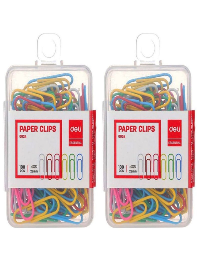 Deli 200-Piece Paper Clip Set Multicolour - Image 1