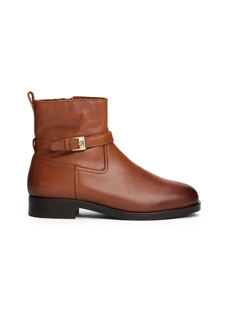 Buckle Riding Leather Bootie