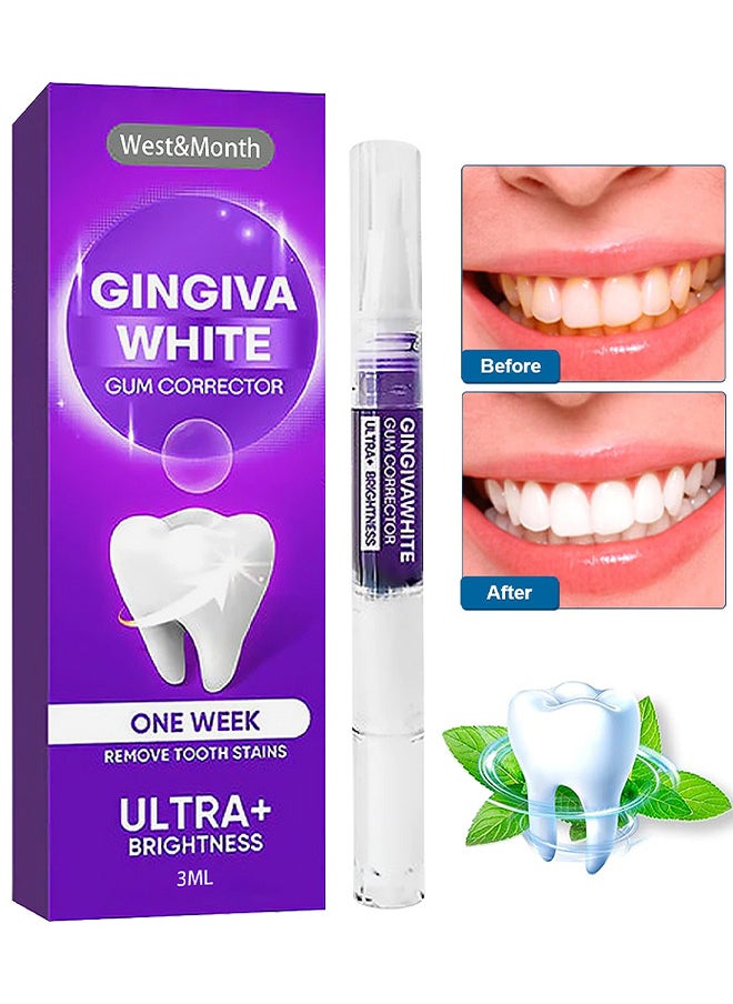 West&Month Gingiva White Gum Corrector Pen 3ML, Removes Teeth Stains Color Corrector, Teeth Whitening Liquid Pen For Repairing Gumsm, Removes Stains, Tartar, Yellow Teeth  - Image 1