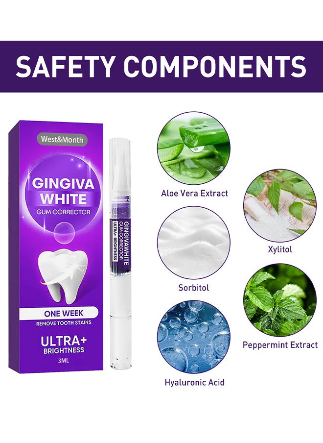 West&Month Gingiva White Gum Corrector Pen 3ML, Removes Teeth Stains Color Corrector, Teeth Whitening Liquid Pen For Repairing Gumsm, Removes Stains, Tartar, Yellow Teeth  - Image 2