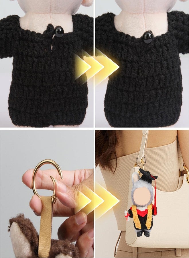 Voccim Handmade Clothes for 17cm Doll - Knitting Wool Dolls Graduation Gown Set - Premium Handcrafted Crochet Dolls Outfit with Complete Accessories (No Doll) - Image 5