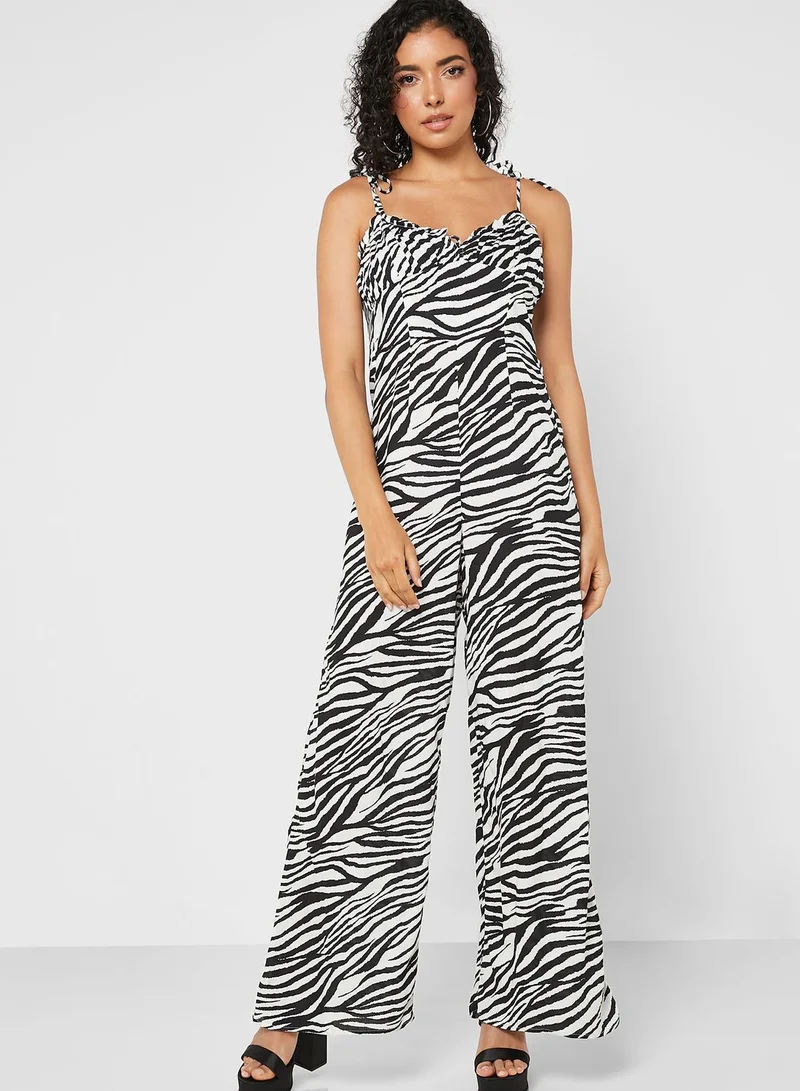 Miss Selfridge Printed Strappy Wide Leg Jumpsuit