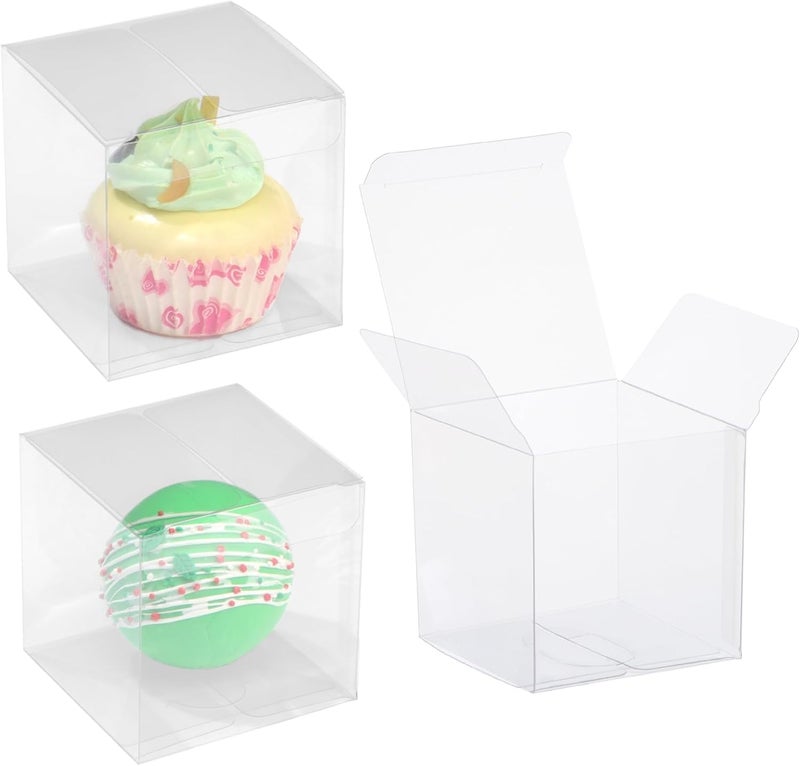 TEMLQPACK 50 Pack 3x3x3 Inch Clear Hot Chocolate Bomb Boxes Christmas Small Gift Boxes Cupcake Boxes Pastry Boxe Candies Boxes Birthday Wedding Party Favor Boxes - Image 1
