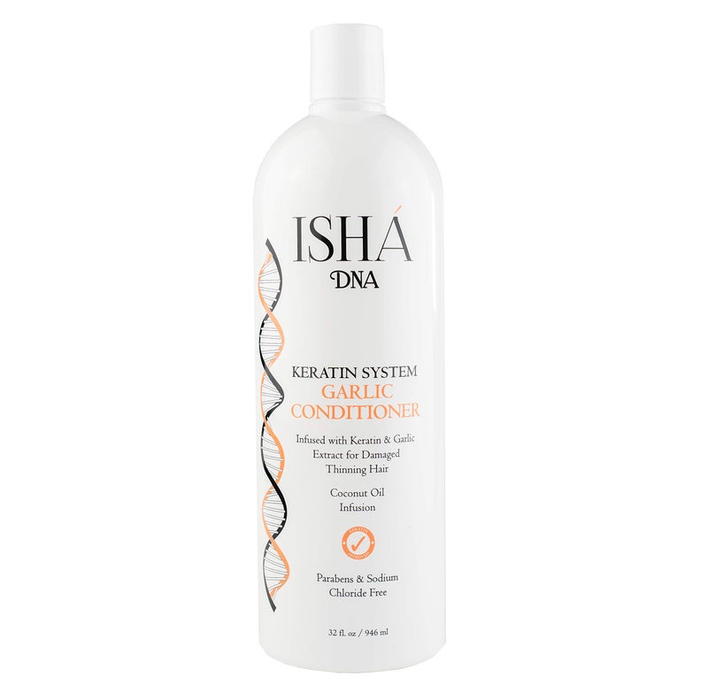 ISHA DNA Garlic Conditioner - 32 Fl Oz, Infused with Keratin and Garlic Extract For Damaged Thinning Hair - Stops Hair Loss and Promotes Growth - Deep Conditioning - Sulfate and Paraben Free - Image 1