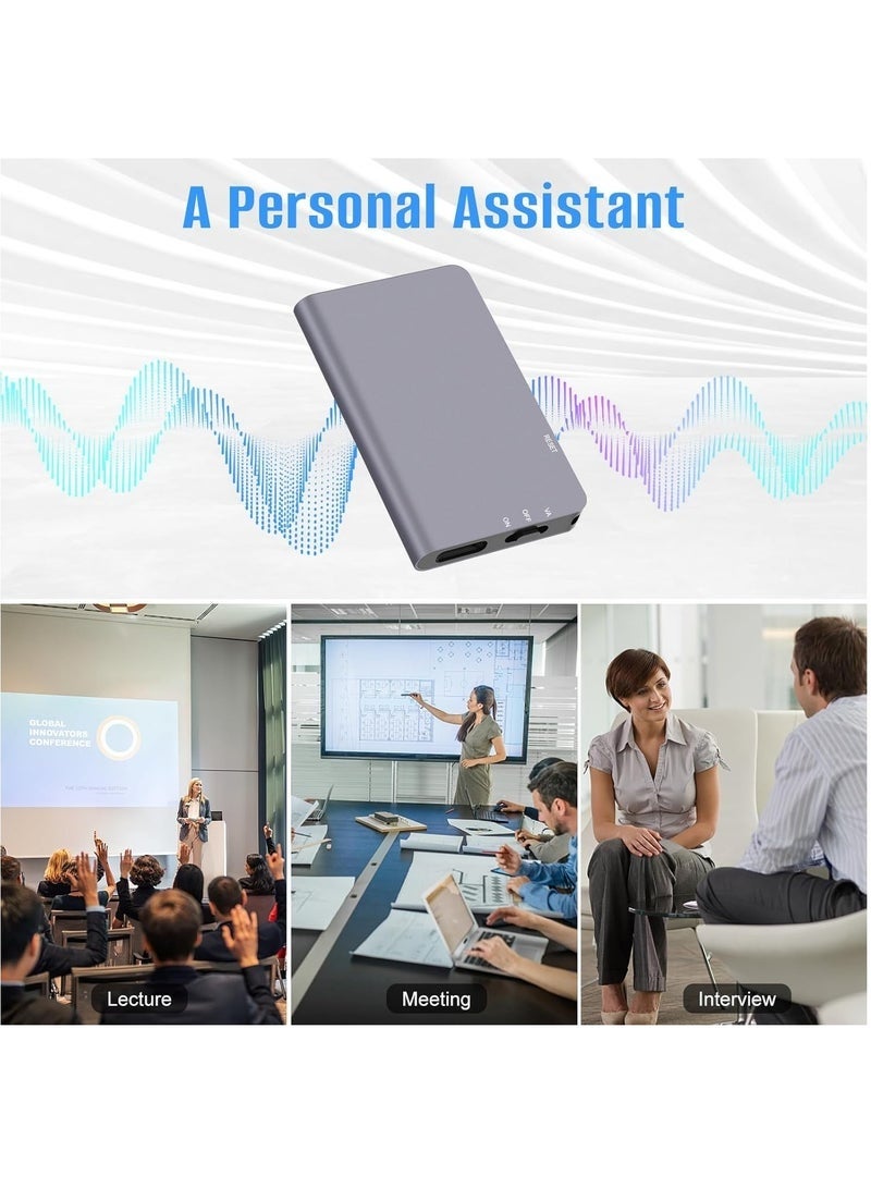 مسجل صوتي رقمي مغناطيسي 64 جيجا بايت - تسجيل تخزين 760 ساعة مسجل صوتي منشط ، مسجل صوتي مع تشغيل المحاضرات والاجتماعات ، تقليل الضوضاء قابل لإعادة الشحن - Image 5