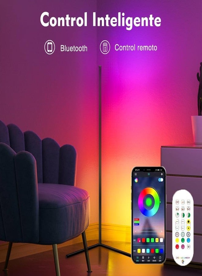 يوجام مصباح أرضي LED من YUGAM بتقنية RGB+IC، مصباح زاوية ذكي، تصميم عصري لغرفة المعيشة وغرفة النوم (عبوة من قطعة واحدة) - Image 2