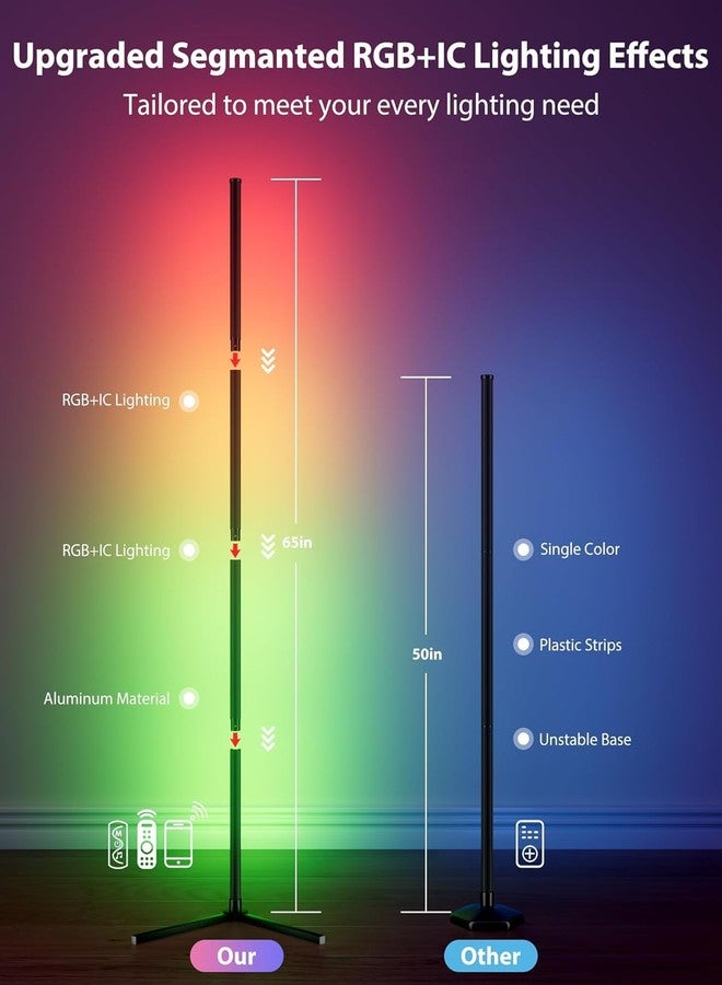 يوجام مصباح أرضي LED من YUGAM بتقنية RGB+IC، مصباح زاوية ذكي، تصميم عصري لغرفة المعيشة وغرفة النوم (عبوة من قطعة واحدة) - Image 4