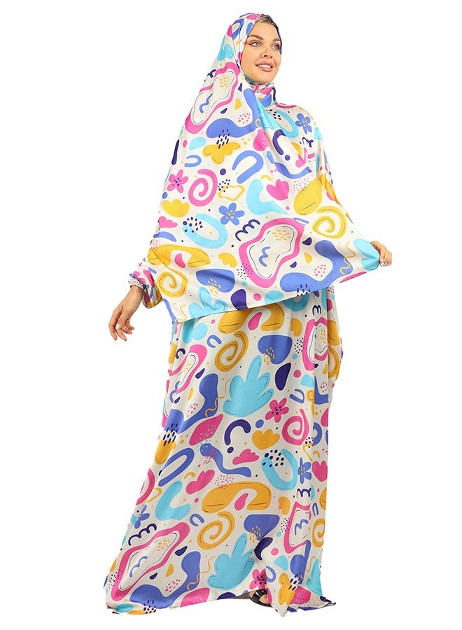 Zmurud Practical Printed silky satin prayer dress with headscarf from zmurud fashion  - Image 2