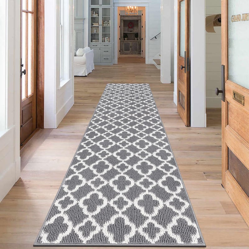 SHACOS Non Slip Runner Rug Hallway 60x240 cm Long Hall Runner Rugs Washable Narrow Carpet Runners for Hallway Entryway Kitchen Grey