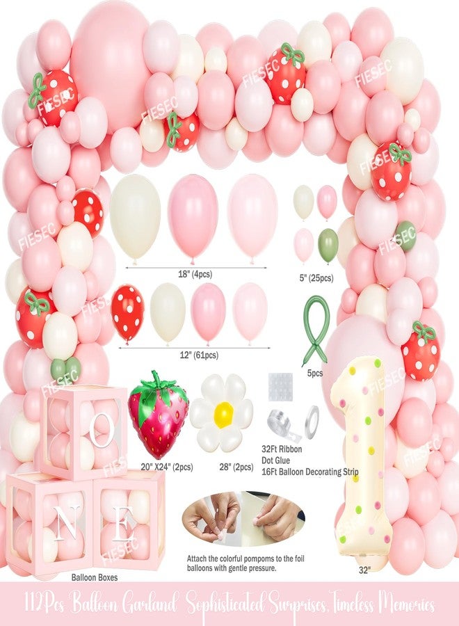 Fiesec Berry First Birthday Decor, Strawberry 1st Birthday Decorations, Berry Sweet Backdrop Balloons Banner Tablecloth Crown Poster for Girls Strawberry Themed One Year Old Party Supplies - Image 3