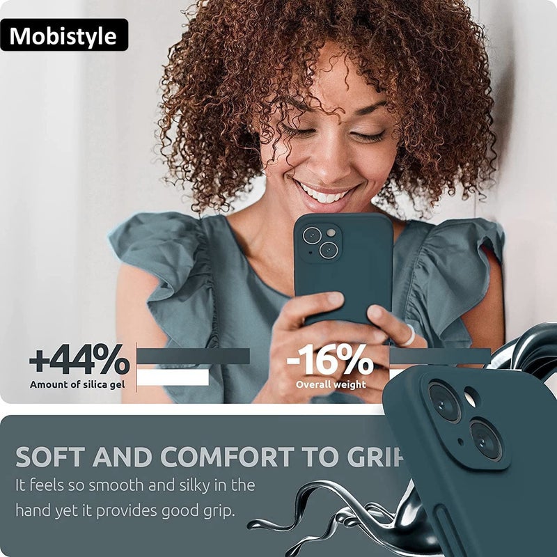 Mobistyle Designed for iPhone 13 Cover Soft Liquid Silicone Slim Protective Shockproof with Anti-Scratch Microfiber Lining Phone Back Cover Case (Blue) - Image 3