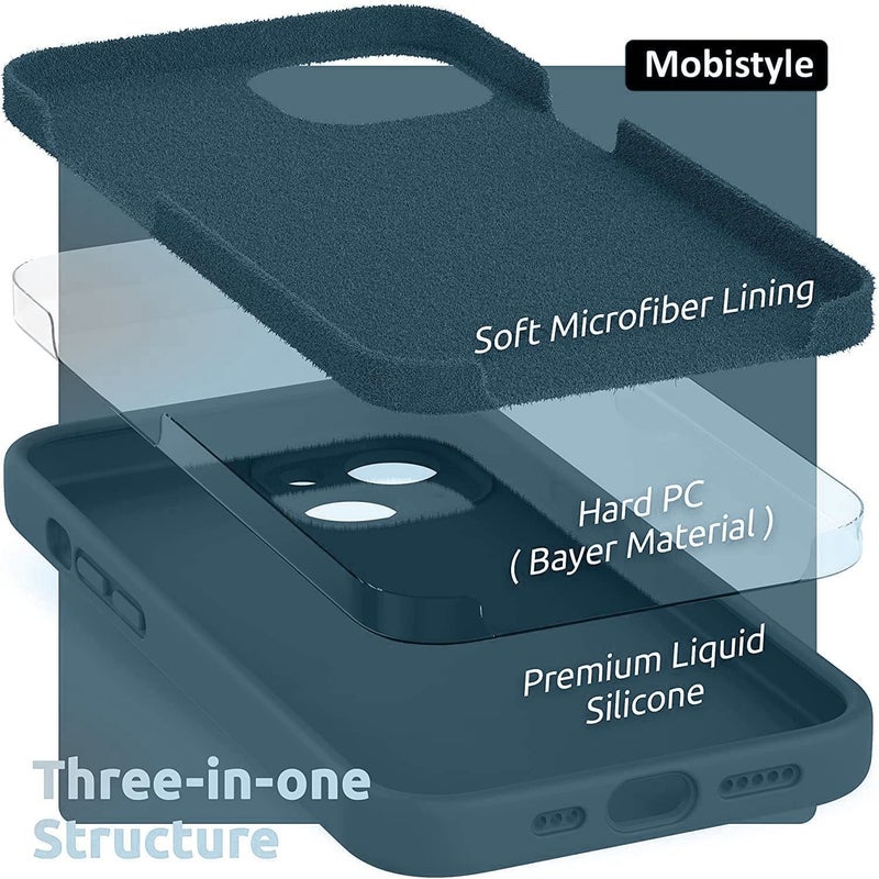 Mobistyle Designed for iPhone 13 Cover Soft Liquid Silicone Slim Protective Shockproof with Anti-Scratch Microfiber Lining Phone Back Cover Case (Blue) - Image 4