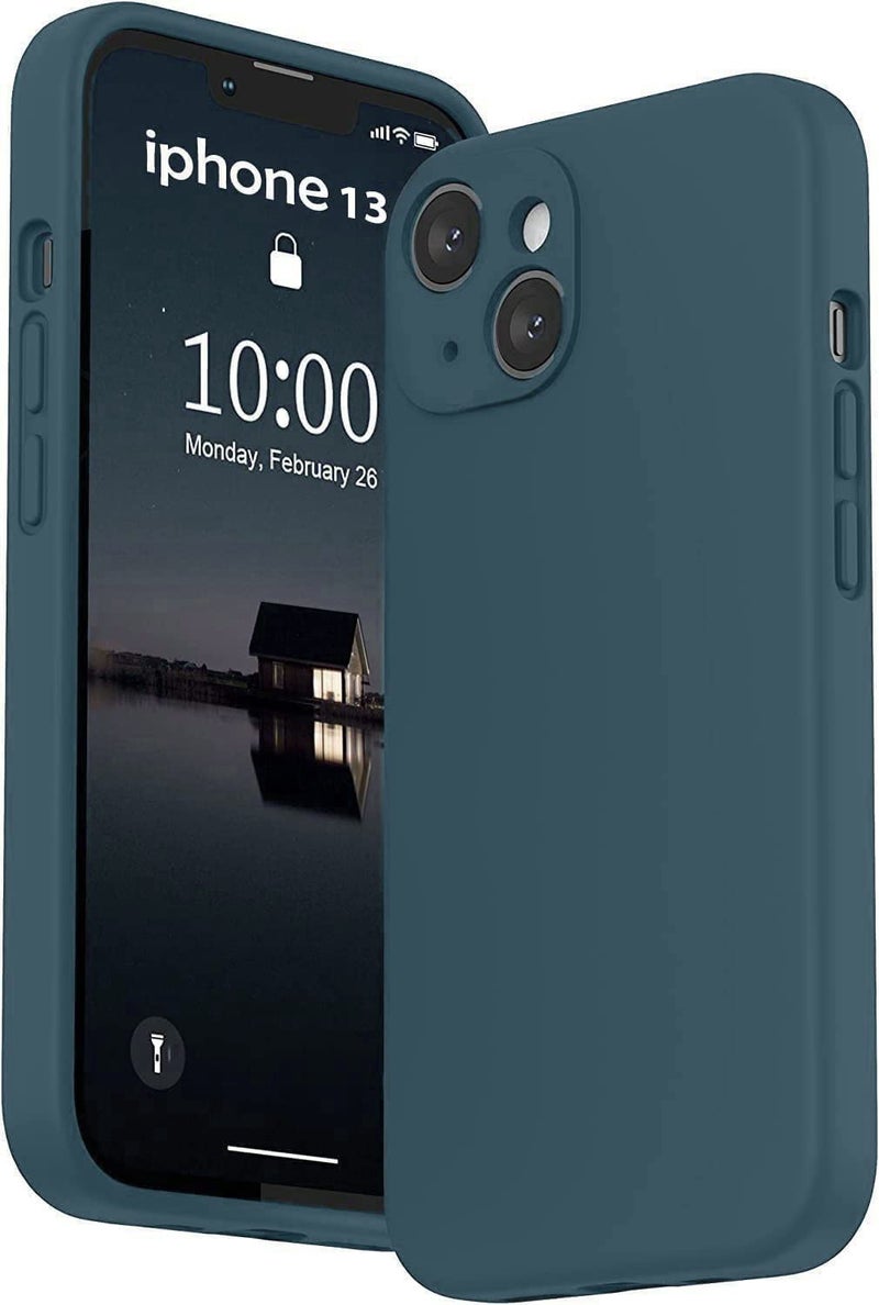 Mobistyle Designed for iPhone 13 Cover Soft Liquid Silicone Slim Protective Shockproof with Anti-Scratch Microfiber Lining Phone Back Cover Case (Blue) - Image 1