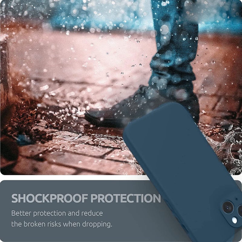 Mobistyle Designed for iPhone 13 Cover Soft Liquid Silicone Slim Protective Shockproof with Anti-Scratch Microfiber Lining Phone Back Cover Case (Blue) - Image 5