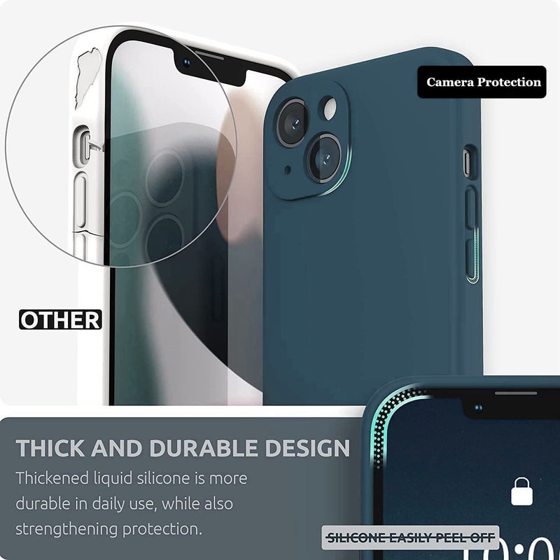 Mobistyle Designed for iPhone 13 Cover Soft Liquid Silicone Slim Protective Shockproof with Anti-Scratch Microfiber Lining Phone Back Cover Case (Blue) - Image 2