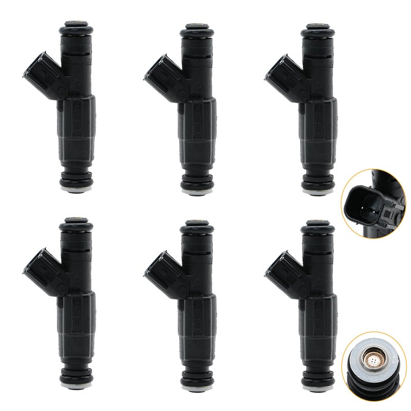 Fuel injector Compatible For 19992004 Jeep Cherokee Grand Cherokee Wrangler 40L Dodge Ram 1500 2500 3500 52L Replaces 0280155784 4854181 280155784 4667938Pack of 6Pcs4 Holes
