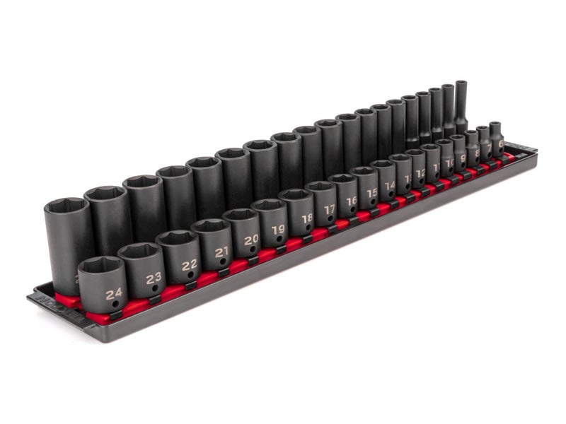 TEKTON 38 Inch Drive 6Point Impact Socket Set with Rails 38Piece 624 mm SID91211