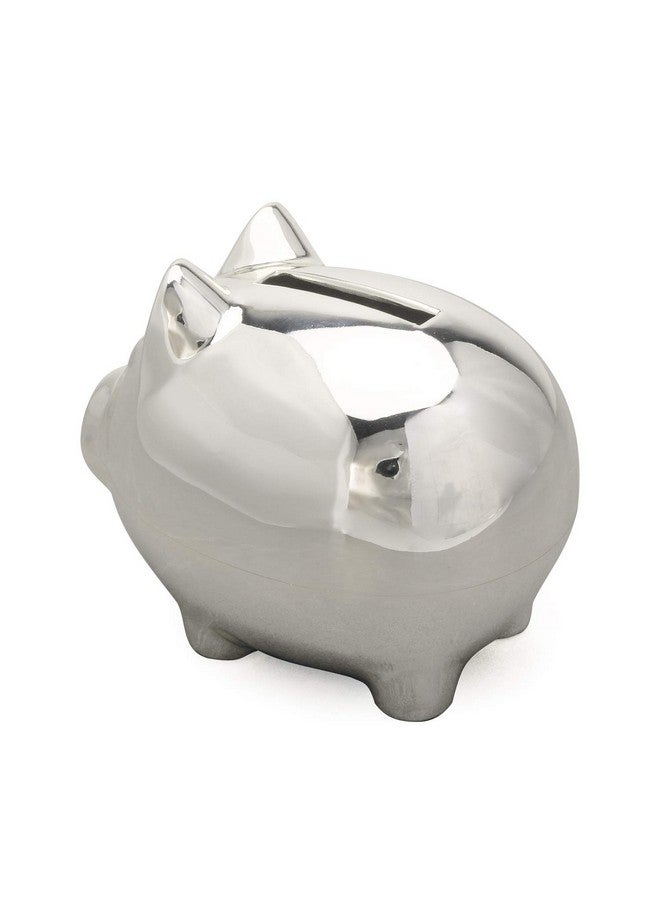 كيه كول K COOL Vintage Tiny Piggy Bank Creative Metal Alloy Money Bank Cute Coin Bank Pig Penny Coin Saving Pot Box with Stopper للأولاد والبنات (فضي لامع) - Image 3
