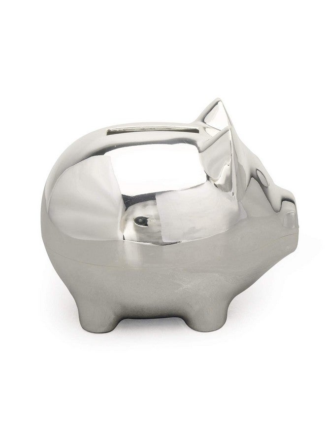 كيه كول K COOL Vintage Tiny Piggy Bank Creative Metal Alloy Money Bank Cute Coin Bank Pig Penny Coin Saving Pot Box with Stopper للأولاد والبنات (فضي لامع) - Image 1