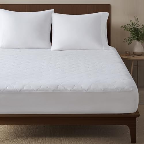 Sleep Philosophy Twin Mattress Pad, Cotton Mattress Protector Classic Cloud Quilted Bed Cover, All Natural Breathable Mattress Topper Fitted Pocket Fits Up to 16", Machine Washable, White - Image 1