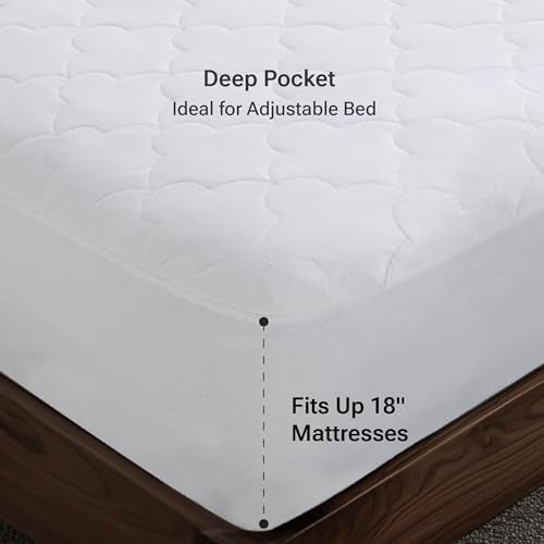 Sleep Philosophy Twin Mattress Pad, Cotton Mattress Protector Classic Cloud Quilted Bed Cover, All Natural Breathable Mattress Topper Fitted Pocket Fits Up to 16", Machine Washable, White - Image 5