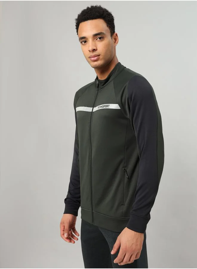 Technosport Contrast Panel Sleeve Full Zip Sports Jacket