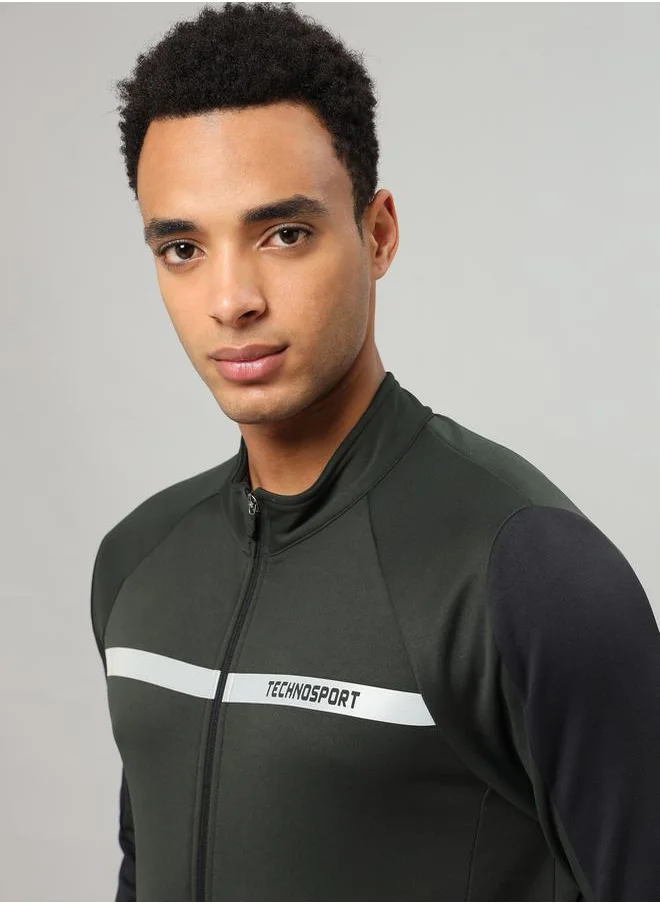 Technosport Contrast Panel Sleeve Full Zip Sports Jacket