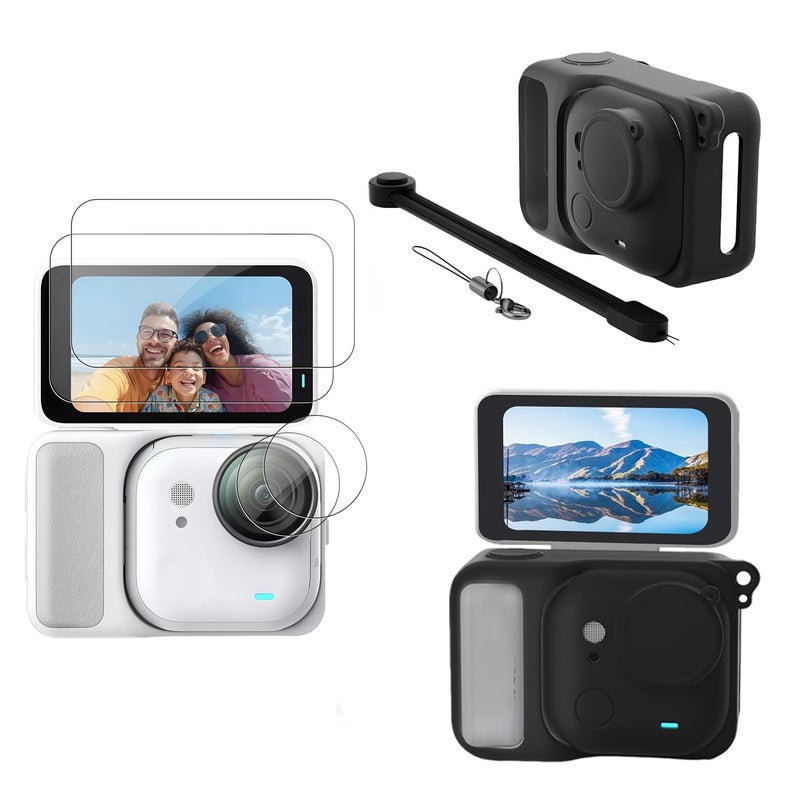 SJet Protective Kit for Insta360 Ultra, Full Body Silicone Case, Silicone Lens Cap, 2 Pack Screen Protector Insta360 Ultra, Action Camer Accessories Kit - Image 1