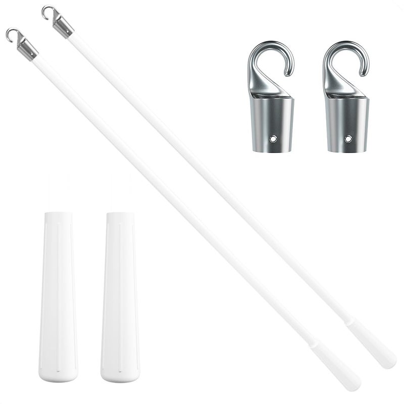 Quadafy 2 Pcs Blind Wand, Vertical Blinds Replacement Parts with Hook and Grip, White Fiberglass Blind Tilt Wand, for Windows Curtain Door Shades Opener Accessory (17 inch) - Image 1