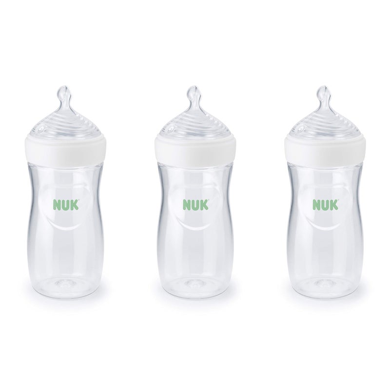 NUK Simply Natural Baby Bottle with SafeTemp, 9 oz, 3 Pack - Image 1